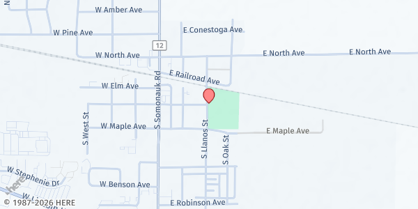Map showing Cortland Lions Club Shelter at 70 S. Llanos Street, Cortland, IL
