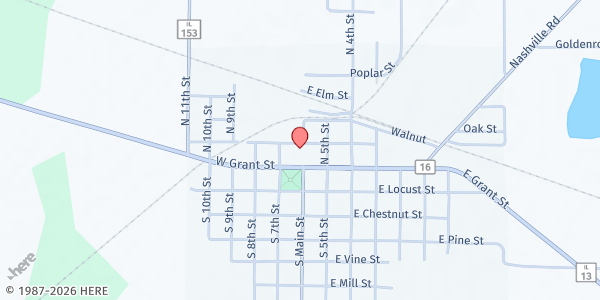 Map showing Coulterville CUSD at 101 West Grant Street, Coulterville, IL