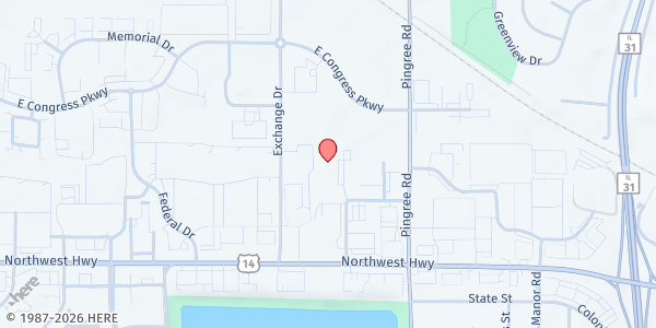 Map showing Harvest Bible Chapel - Crystal Lake at 580 Tracy Trail, Crystal Lake, IL