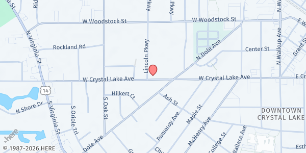 Map showing Salvation Army Crystal Lake at 290 W Crystal Lake Ave, Crystal Lake, IL