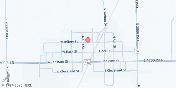 Map showing Cullom Community Food Pantry at 126 West Jeffery, Cullom, IL