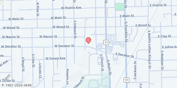 Map showing AMELCA at 250 W. Decatur St., Decatur, IL