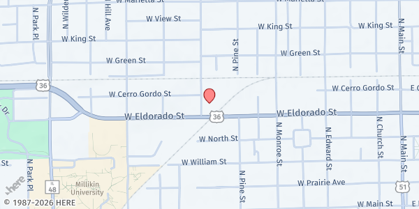 Map showing New Vision Church Food Pantry at 550 N. Van Dyke St., Decatur, IL