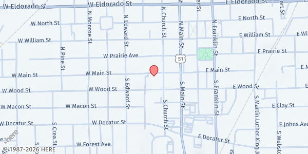 Map showing Salvation Army - Decatur at 137 S. Church St., Decatur, IL