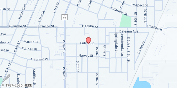 Map showing Barb Food Mart at 900 E Garden, DeKalb, IL