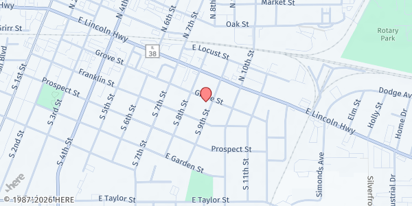 Map showing Salvation Army DeKalb Area Food Pantry at 830 Grove Street, DeKalb, IL