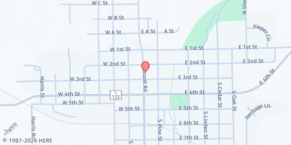 Map showing Delavan Food Pantry at 203 W 4th St, Delavan, IL