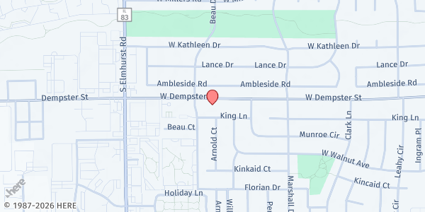 Map showing Des Plaines Corps Community Center at 609 W Dempster St, Des Plaines, IL
