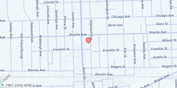 Map showing St. Joseph's - SVDP Downers Grove at 4824 Highland Avenue, Downers Grove, IL