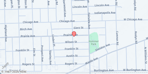 Map showing St. Mary of Gostyn - SVDP at 444 Wilson Street, Downers Grove, IL