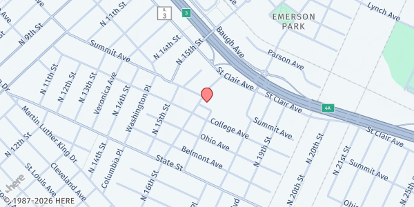 Map showing Salvation Army East St Louis at 616 N. 16th St., East St Louis, IL