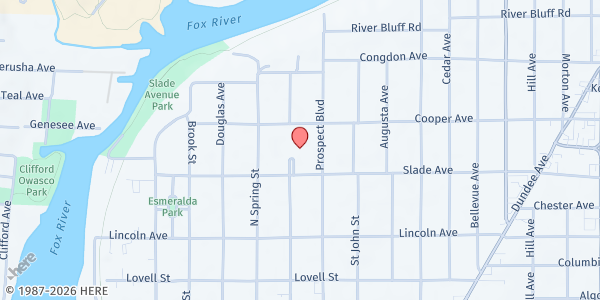 Map showing Old Sherman Parking Lot at 901 Center Street, Elgin, IL
