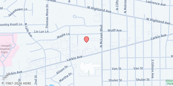 Map showing St. Hugh of Lincoln Episcopal Church at 36W957, Elgin, IL
