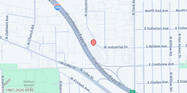 Map showing Bricklayers & Allied Craftworkers Union Hall at 660 North Industrial Drive, Elmhurst, IL