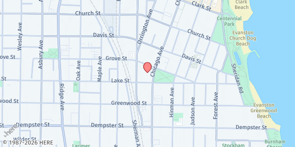 Map showing Connections for the Homeless at 1458 Chicago Ave, Evanston, IL