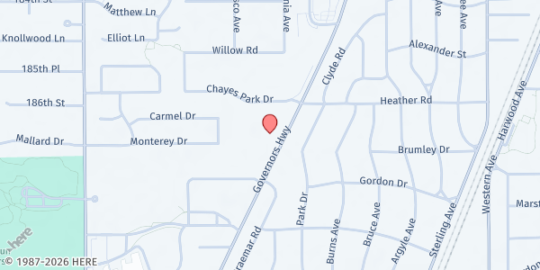 Map showing Calvary Pantry (Flossmoor) at 18620 Governors Highway, Flossmoor, IL