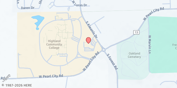 Map showing St. Thomas Aquinas Church at 1400 Kiwanis Drive, Freeport, IL