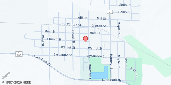 Map showing St. Vincent de Paul Food Pantry at 602 Church St., Germantown, IL