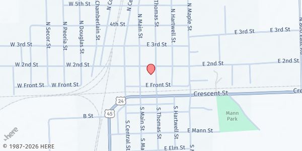Map showing G.O.D.'s Food Pantry - St. Paul's Lutheran Church at 116 N Thomas St, Gilman, IL