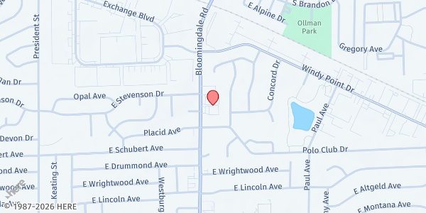 Map showing ICNA Relief Food Pantry at 1781 N. Bloomingdale Road, Glendale Heights, IL