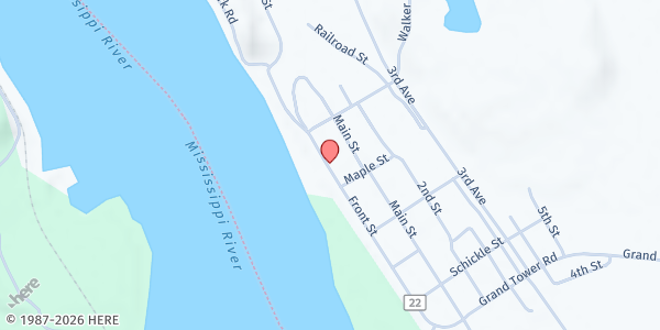 Map showing Grand Tower Food Pantry at 610 Front St, Grand Tower, IL