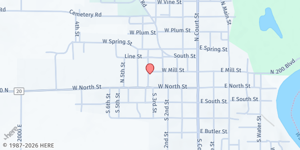 Map showing Grayville Church of Christ at 321 W. Mill St., Grayville, IL