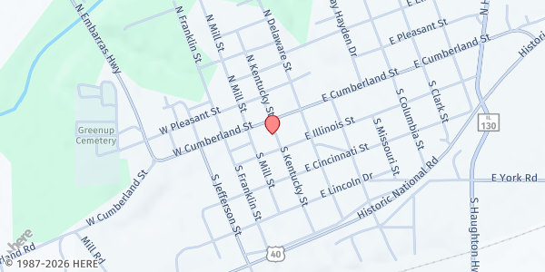 Map showing ERBA Greenup at 115 S Kentucky, Greenup, IL