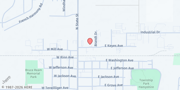 Map showing Burlington - Hampshire Area Food Pantry at 220 Keyes Ave, Hampshire, IL