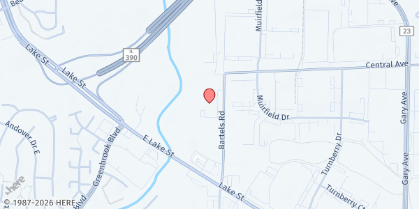 Map showing Hands of Hope Food Pantry at 5700 Bartels Road, Hanover Park, IL