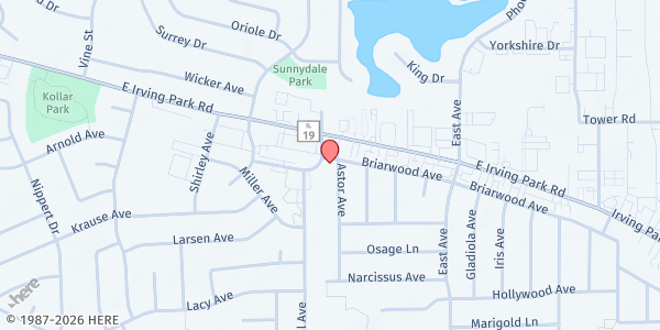 Map showing Hanover Township Food Pantry at 7431 Astor Ave, Hanover Park, IL