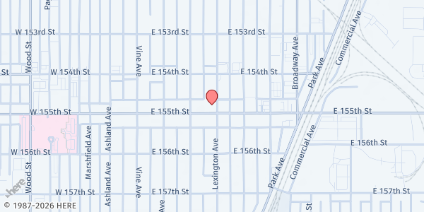 Map showing First Wesley Academy UMC at 15446 S Lexington Ave, Harvey, IL