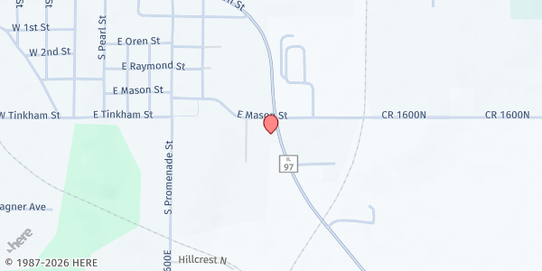Map showing Mission of Hope Food Pantry at 1102 State Route 97, Havana, IL