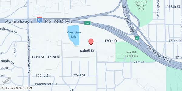 Map showing Hazel Crest Community UMC at 17050 California Ave, Hazel Crest, IL