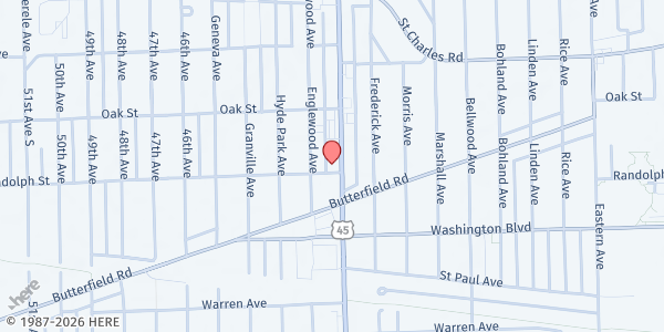 Map showing Jesus Outreach Ministry at 500 N Mannheim Rd STE # 1S, Hillside, IL