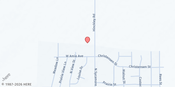 Map showing Hinckley First United Methodist Church at Hinckley First United Methodist Church, 801 N Sycamore Rd, Hinckley, IL