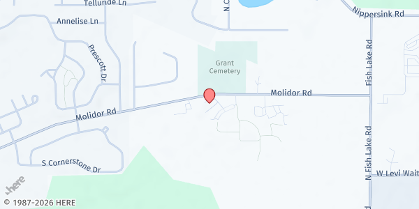 Map showing Grant Township Food Pantry at 26725 W. Molidor Road, Ingleside, IL