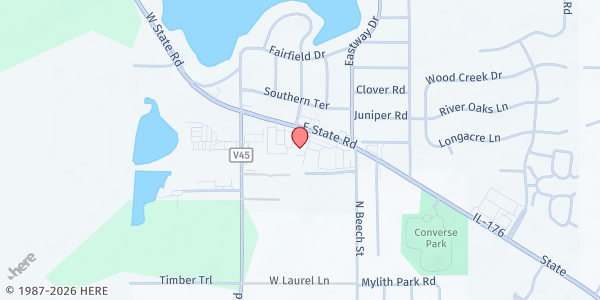 Map showing Faith Acres Foundation Food Pantry at 225 East State Rd, Island Lake, IL