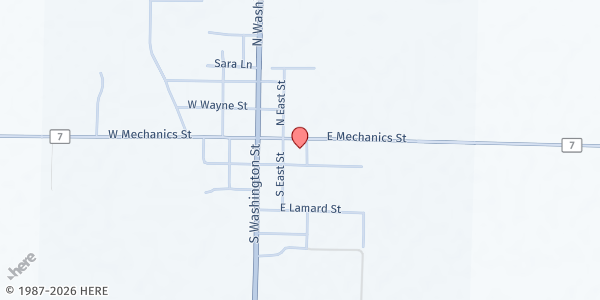 Map showing Hope Ministries of Geff at 112 Church St., Jeffersonville, IL