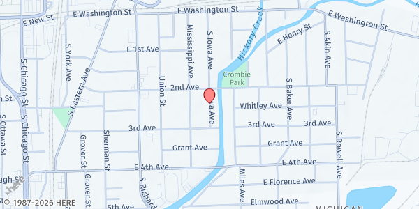 Map showing Christ Temple Food Pantry at 350 E. Washington, Joliet, IL