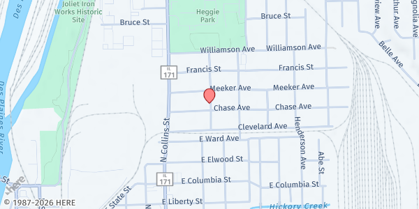 Map showing Iglesia Bethania Church Pantry at 1000 Hacker Avenue, Joliet, IL