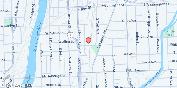Map showing Second Baptist Food Pantry at 329 S Ottawa Street, Joliet, IL
