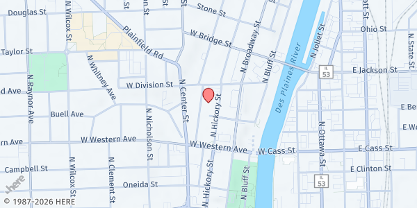 Map showing St. John the Baptist Food Pantry at 260 West Division Street, Joliet, IL