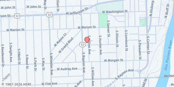 Map showing Will County Baptist Temple at 710 W Marion Street, Joliet, IL