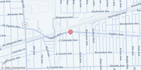 Map showing Second Baptist Church of La Grange at 26 Washington Ave, La Grange, IL