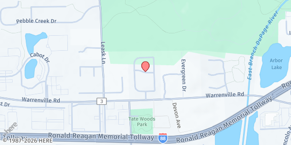 Map showing R.E.A.C.H. Ministries Inc. at 4300 Yackley Avenue, Lisle, IL