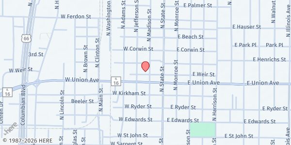Map showing St. Clare Food Pantry at 603 N. Madison, Litchfield, IL