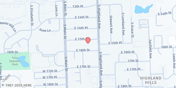 Map showing Christ the King at 115 East 15th St., Lombard, IL