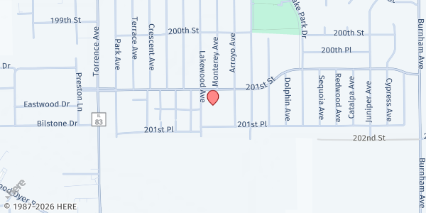 Map showing Living Grace Church at 20100 Lakewood Ave, Lynwood, IL