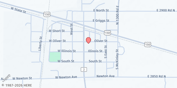 Map showing Martha's Cupboard - Mansfield UMC at 116 Oliver St., Mansfield, IL