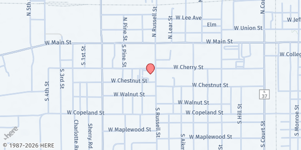 Map showing Second Baptist Church - Marion at 308 S. Russell St., Marion, IL